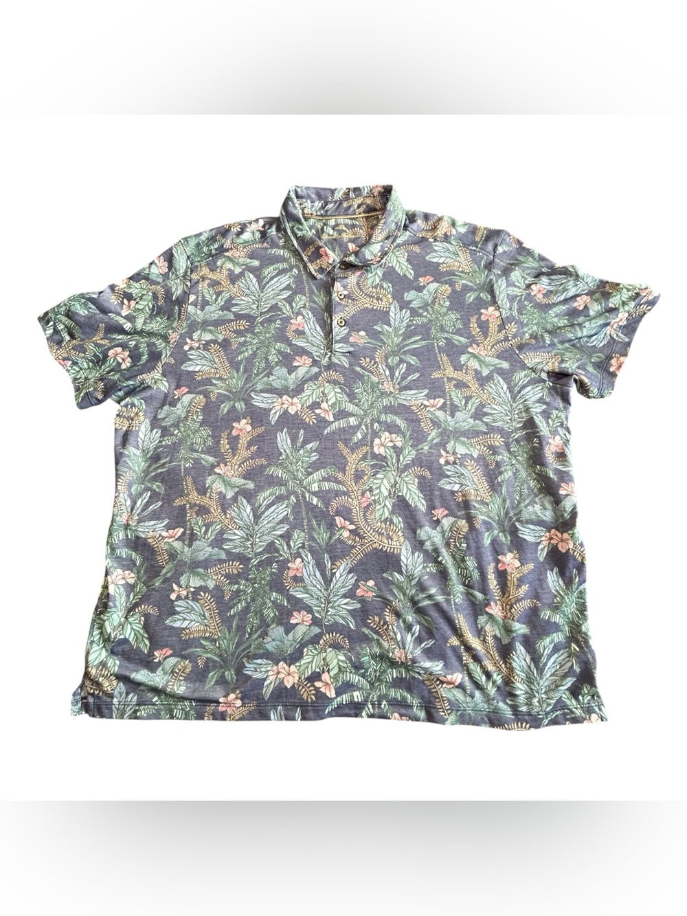 Tommy Bahama Blue Palm & Floral Print Polo